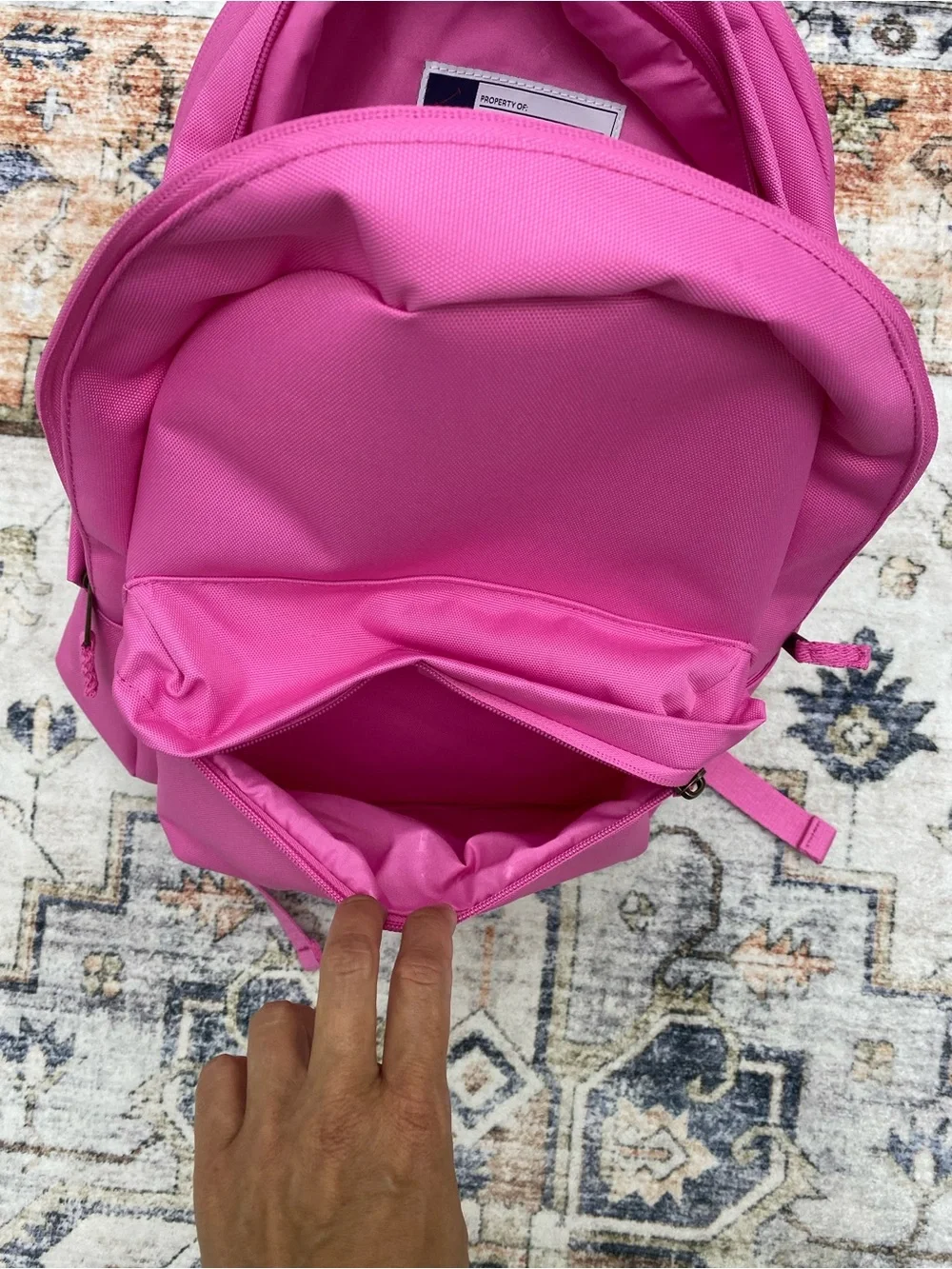 Kids Pink Backpack with Embroidered Polo Bear
